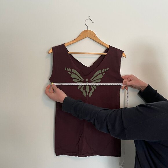 Unique Butterfly Top. 100% Cotton. Made in Nepal. Maroon. Size S-M. Womens. - Picture 5 of 7